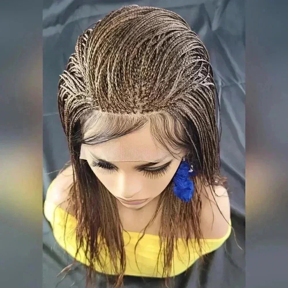 Handmade Auburn Ombre Braided Lace Wig Micro millions braids, medium. YASSINE - Picture 9 of 15